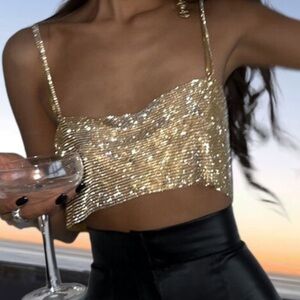 Gold Sequin Crop Top